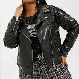 Torrid Faux Leather Asymmetrical Moto Jacket in Black